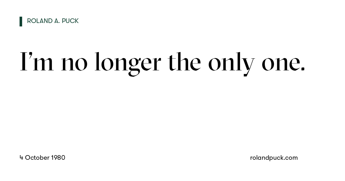 Post card: I’m no longer the only one.