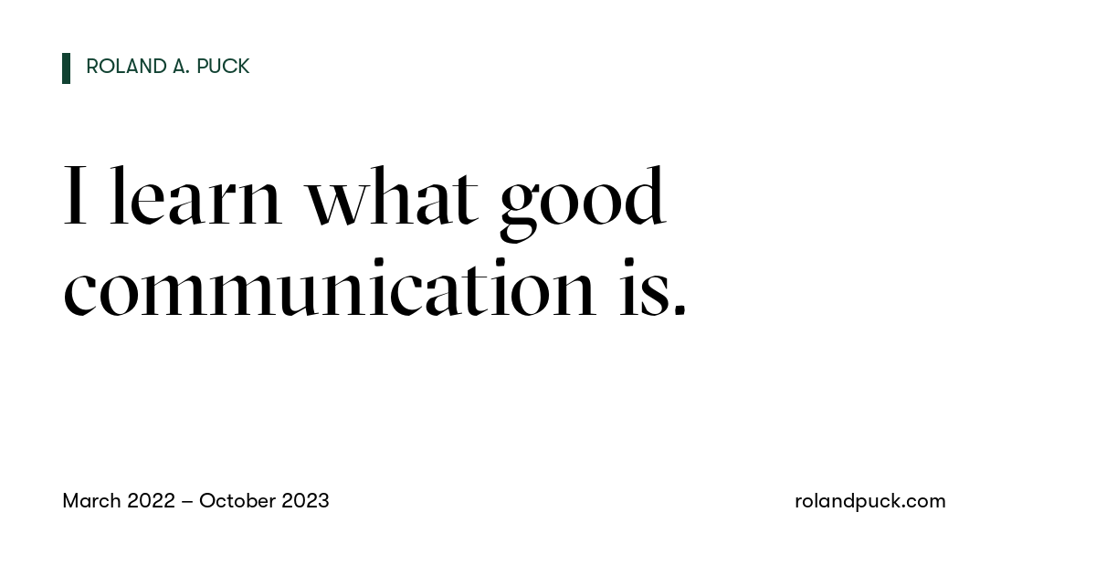 Post card: I learn what good communication is.