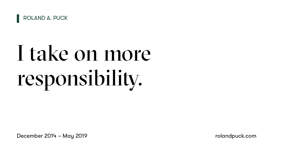 Post card: I take on more responsibility.