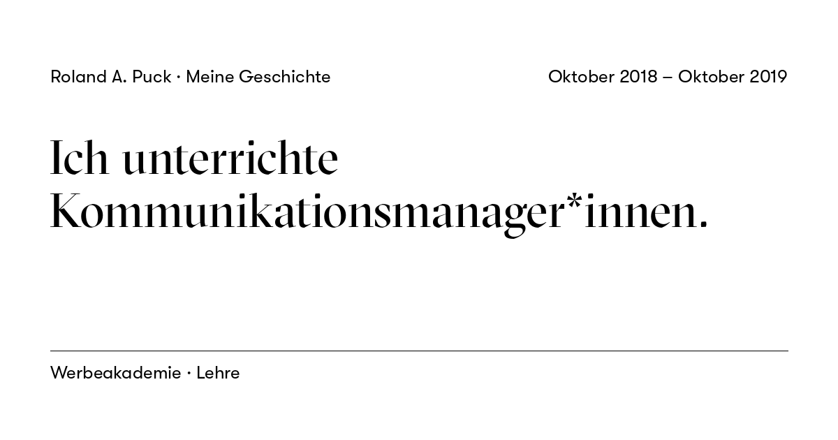 Beitragskarte: Ich unterrichte Kommunikationsmanager*innen.